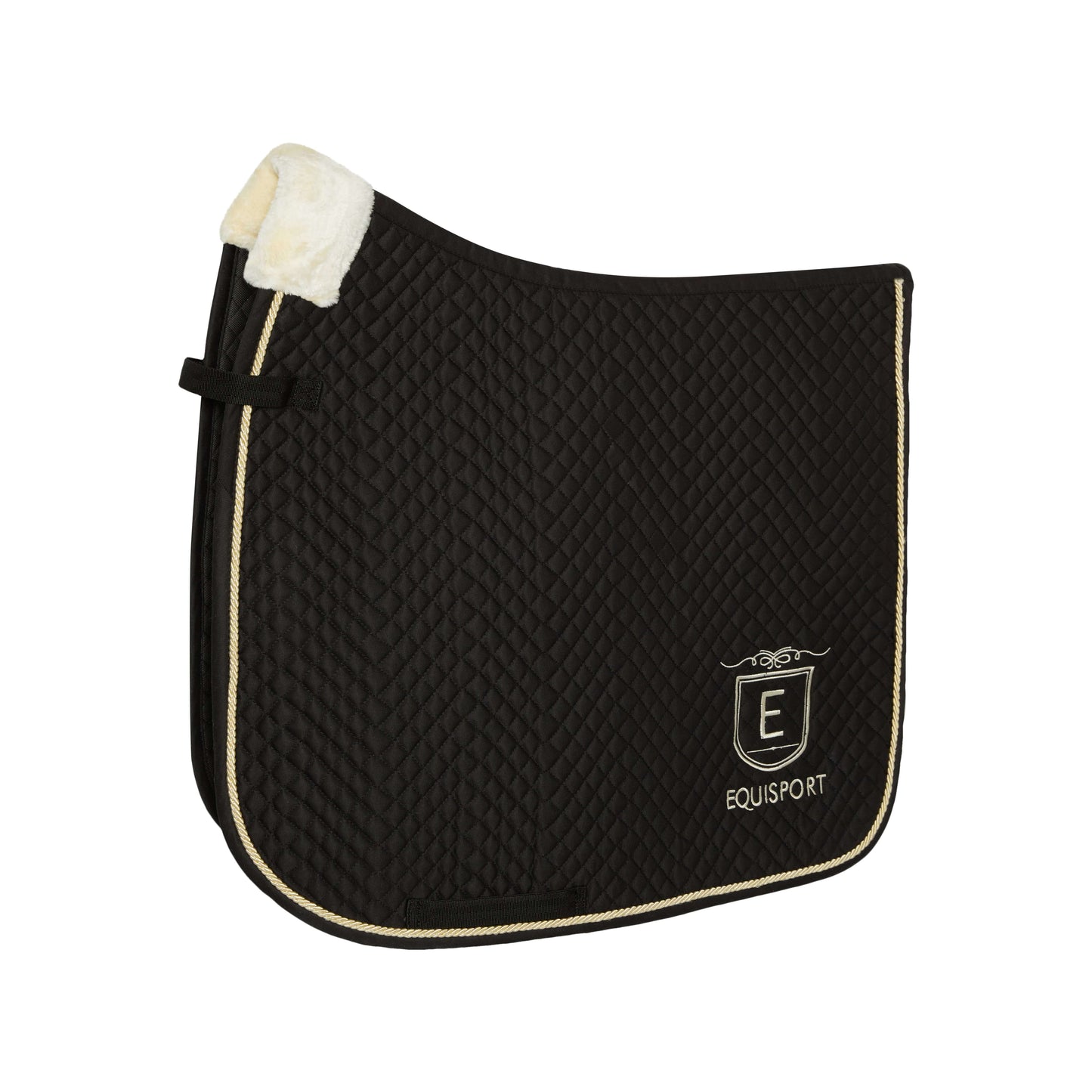 Equisport Equestrian Classic Saddle Pad in black with cream trim