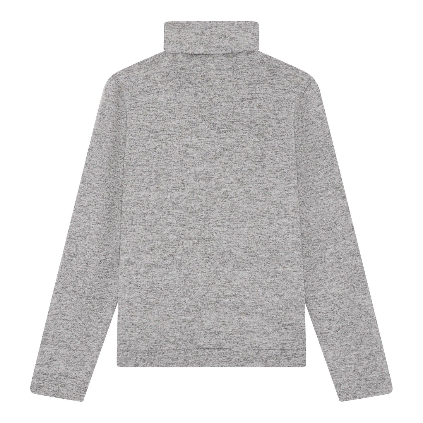 Back view of Equisport Equestrian Roll-Neck Jumper in grey marl, showcasing its stylish design and soft fabric.