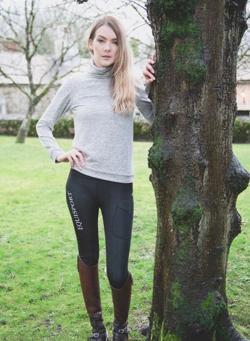 Equestrian Roll Neck Jumper Equisport color gray Marl with tree