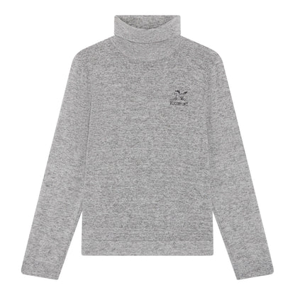 Equisport Equestrian Roll-Neck Jumper in grey marl with high roll neck design and soft fabric.