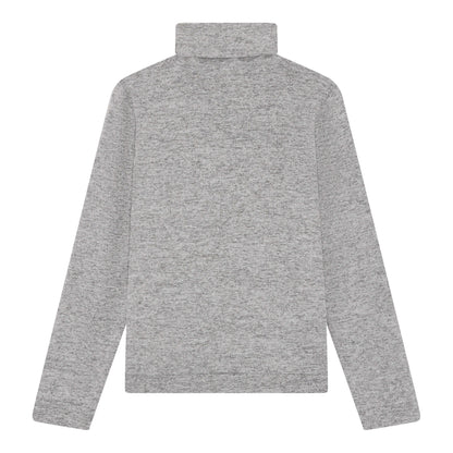 Back view of Equisport Equestrian Roll-Neck Jumper in grey marl, showcasing its stylish design and soft fabric.
